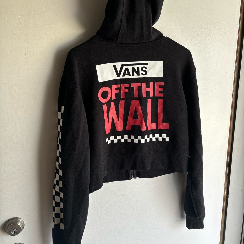 Vans Black Hoodie with Red and White Graphics